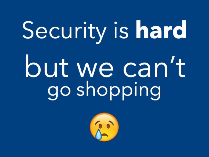 Security is hard but we can't go shopping